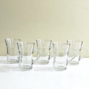 (5) Vintage Bormioli Rocco Cappuccino Coffee Cups Mugs, Tempered Glass, Glasses